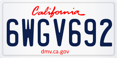 CA license plate 6WGV692