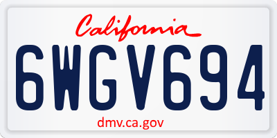 CA license plate 6WGV694