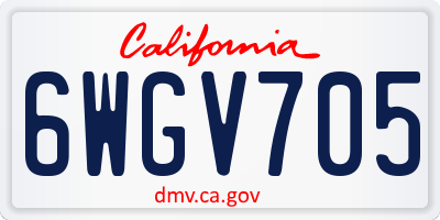 CA license plate 6WGV705