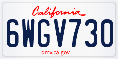 CA license plate 6WGV730