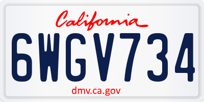 CA license plate 6WGV734