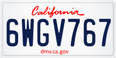 CA license plate 6WGV767