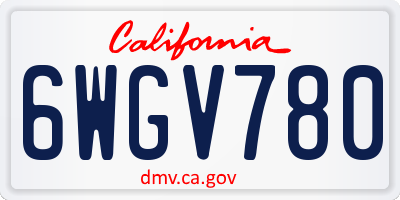 CA license plate 6WGV780