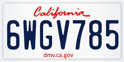 CA license plate 6WGV785