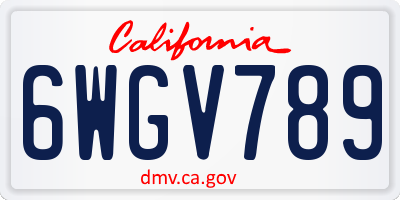 CA license plate 6WGV789