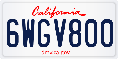 CA license plate 6WGV800