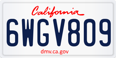 CA license plate 6WGV809