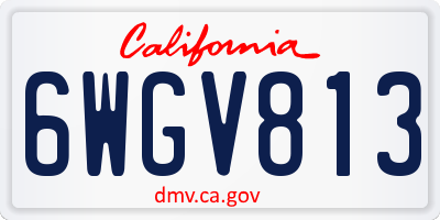 CA license plate 6WGV813