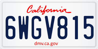 CA license plate 6WGV815