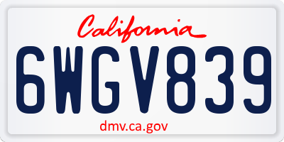 CA license plate 6WGV839