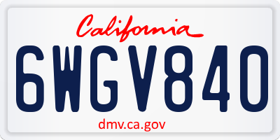 CA license plate 6WGV840