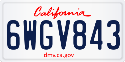 CA license plate 6WGV843