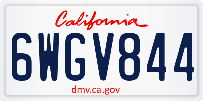 CA license plate 6WGV844