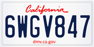 CA license plate 6WGV847