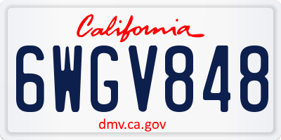 CA license plate 6WGV848