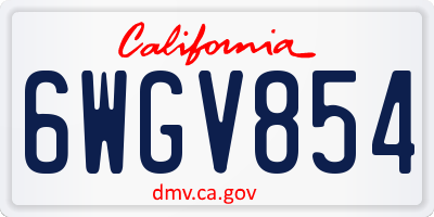 CA license plate 6WGV854