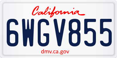 CA license plate 6WGV855