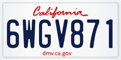CA license plate 6WGV871