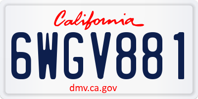 CA license plate 6WGV881