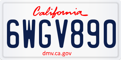 CA license plate 6WGV890