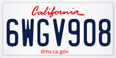CA license plate 6WGV908