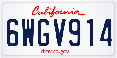 CA license plate 6WGV914