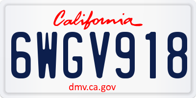 CA license plate 6WGV918