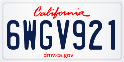 CA license plate 6WGV921
