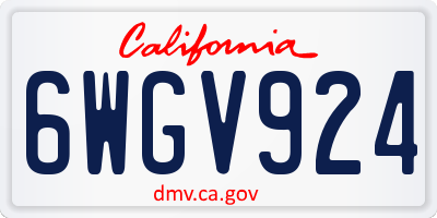 CA license plate 6WGV924