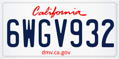CA license plate 6WGV932
