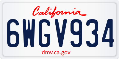 CA license plate 6WGV934