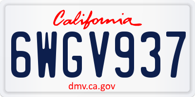 CA license plate 6WGV937