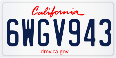 CA license plate 6WGV943