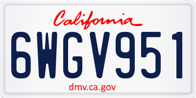 CA license plate 6WGV951