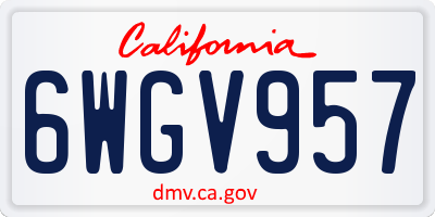CA license plate 6WGV957