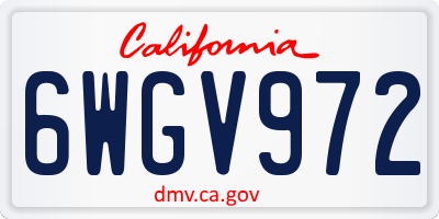 CA license plate 6WGV972