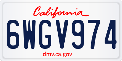 CA license plate 6WGV974