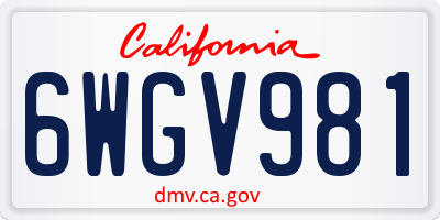 CA license plate 6WGV981