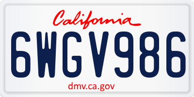 CA license plate 6WGV986