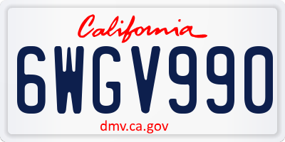 CA license plate 6WGV990
