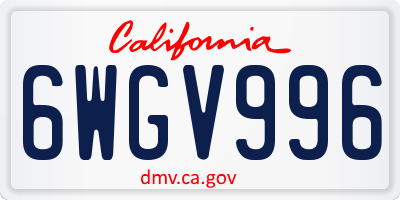 CA license plate 6WGV996