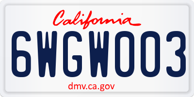 CA license plate 6WGW003
