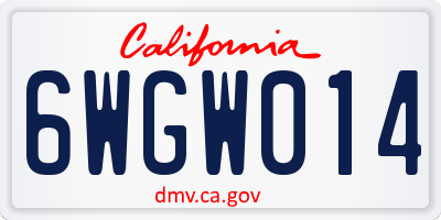CA license plate 6WGW014