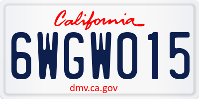 CA license plate 6WGW015