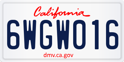 CA license plate 6WGW016