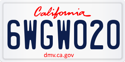 CA license plate 6WGW020
