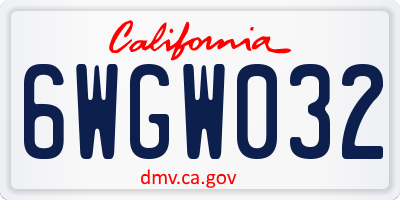 CA license plate 6WGW032