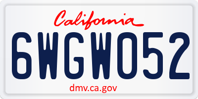 CA license plate 6WGW052