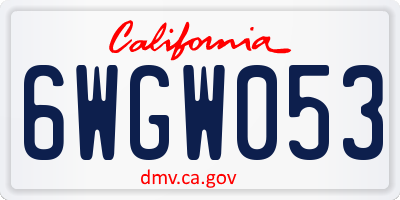 CA license plate 6WGW053