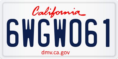 CA license plate 6WGW061